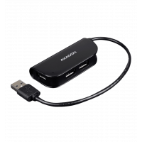Хаб AXAGON HUE-X4B USB READY hub, кабель USB-A 20см, Черный