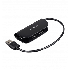 Хаб AXAGON HUE-X4B USB READY hub, USB-A кабель 20см, Чорний