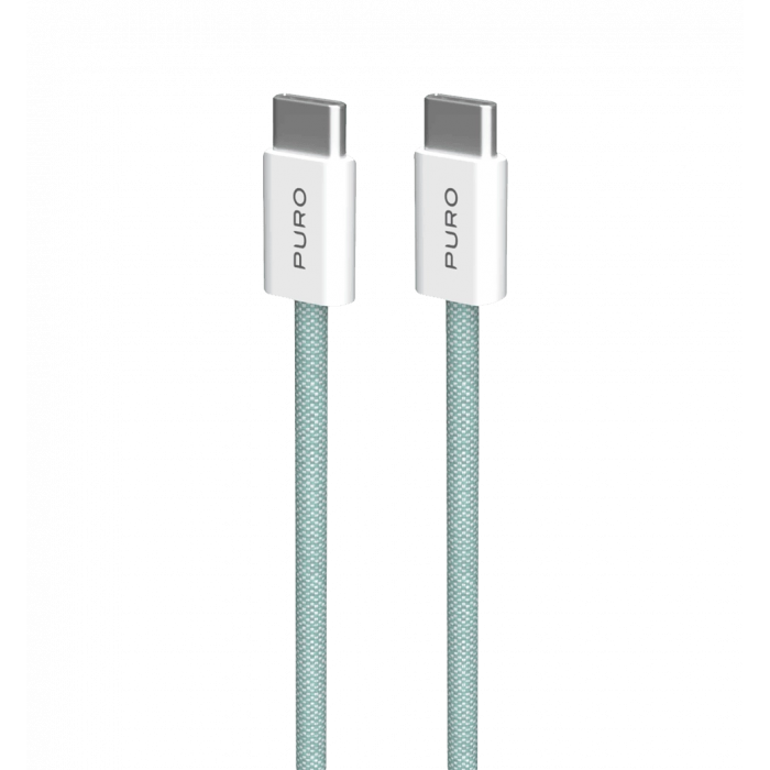 Зарядний кабель Puro Braided Cable FABK4 USB-C to USB-C, 1.5m 60W 480mbps, green PUCCCFABK415MTNGRN
