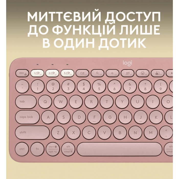 Клавіатура LOGITECH Pebble Keys 2 (K380s) UA бездротова рожева (920-011853)