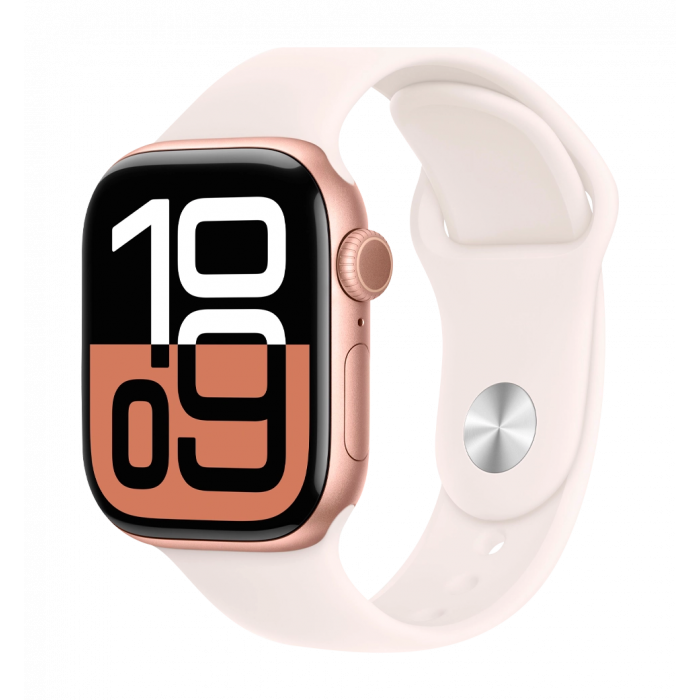 Apple Watch Series 10 46mm Rose Gold Aluminum Case with Light Blush Sport Band - M/L (MWWU3)