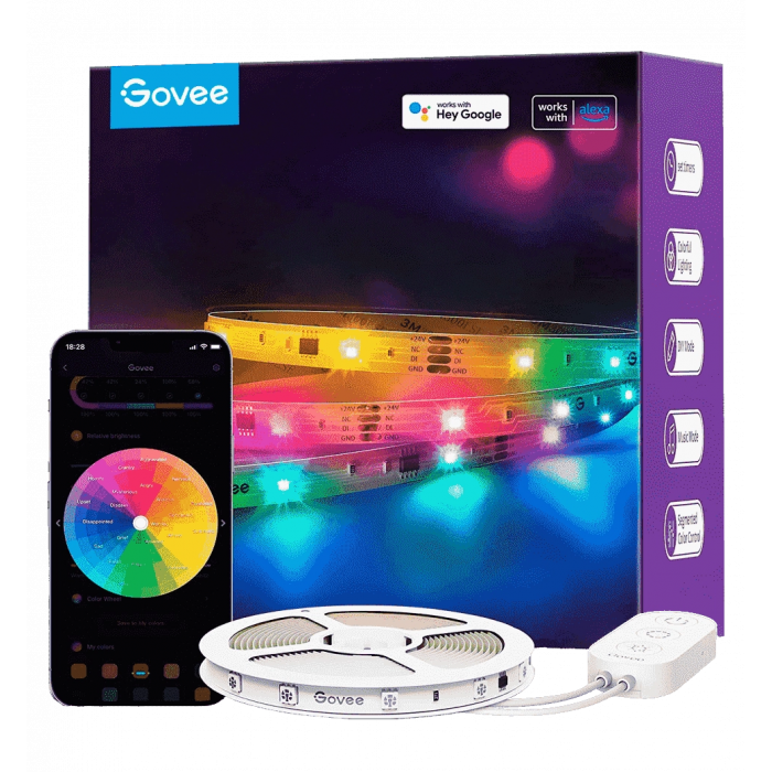Лента светодиодная умная Govee H618C LED Strip Ligh, 10м, RGBIC, WI-FI/Bluetooth, белый (H618C3D1)