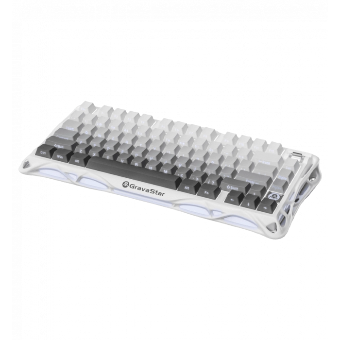 Клавіатура механічна GravaStar Mercury K1 80keys, GravaStar x Kailh Cheery Pink, EN/UKR, BT/WL/USB, білий