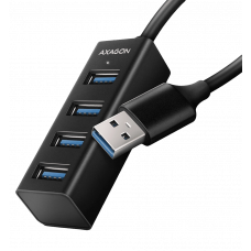 Хаб AXAGON HUE-M1A SuperSpeed USB-A MINI hub, USB-A кабель 20см, Чорний