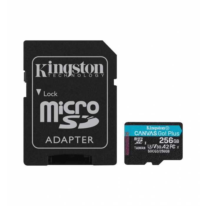 Memory card Kingston Canvas Go Plus 256Gb class 10 A2 V30 (R170MB/s, W90MB/s)