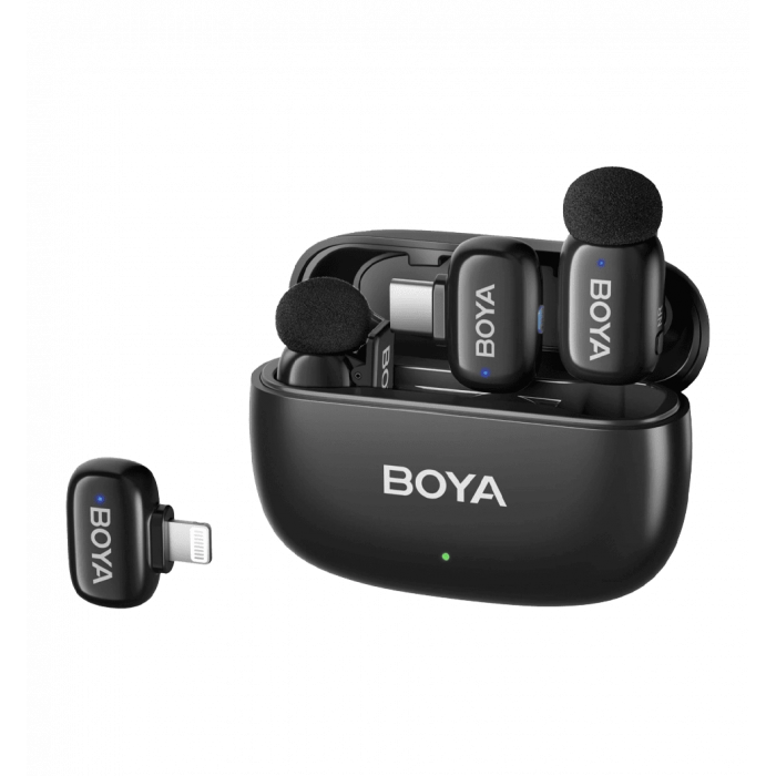 Бездротовий петличний мікрофон BOYA mini-12 Type-C/Lightning Black
