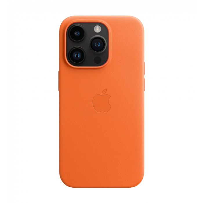 Чехол кожаный iPhone 14 Pro Leather Case with MagSafe Orange (MPPL3)