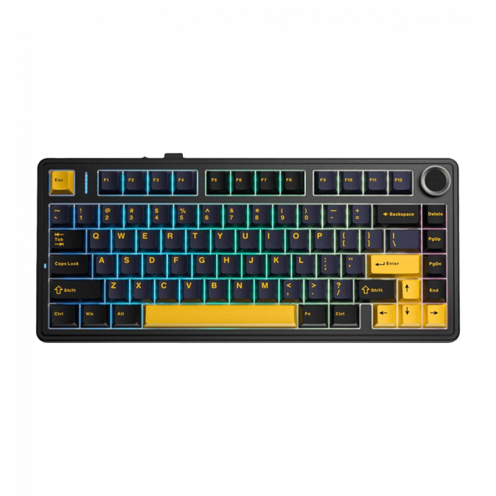 Ігрова клавіатура бездротова AULA F75 Gasket Greywood V3 switch Hot-Swap, PBT, 2.4G wireless, BT, black