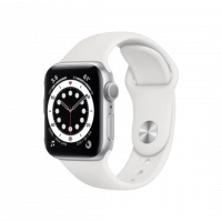 Apple Watch S6 44mm Sil Alu Case with White Sp Band (M00D3) BU