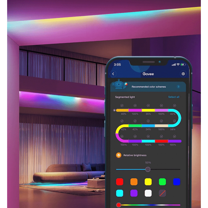 Лента светодиодная умная Govee H618C LED Strip Ligh, 10м, RGBIC, WI-FI/Bluetooth, белый (H618C3D1)