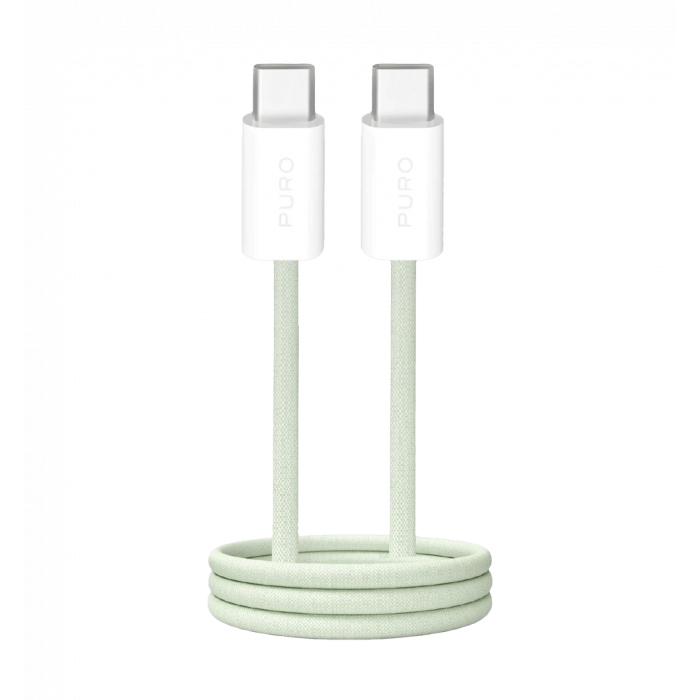 Зарядний кабель Puro Braided Cable FABK4 USB-C to USB-C, 1.5m 60W 480mbps, green PUCCCFABK415MTGRN