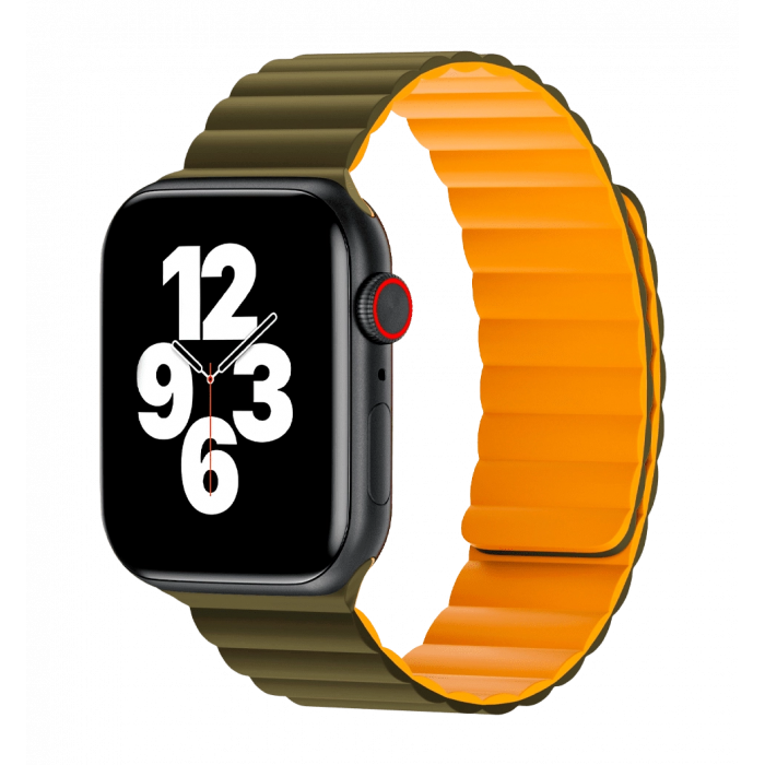 Ремінець Wiwu для Apple Watch 38/40/41mm Magnetic silicone watch band Green-Yellow