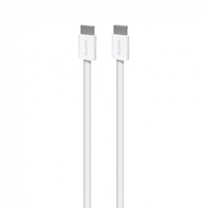 Зарядний кабель Puro Braided Cable FABK4 USB-C to USB-C, 1.5m 60W 480mbps, white PUCCCFABK415MTWHI
