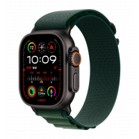 Apple Watch Ultra 2 49mm GPS + LTE Black Titanium Case with Dark Green Alpine Loop Small (MX4Q3)