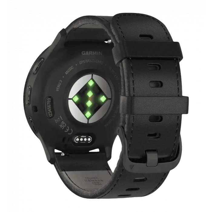 Смарт-годинник Garmin Venu 3 Slate S. Steel Bezel w. Black Case and Leather Band (010-02784-52/02) UA