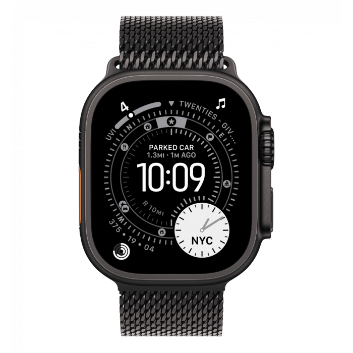 Apple Watch Ultra 3 GPS + Cellular 49mm Black Titanium Case with Black Titanium Milanese Loop - Large (MF1T4)