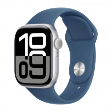 Apple Watch Series 10 42mm Silver Aluminum Case with Denim Sport Band - M/L (MWWC3)