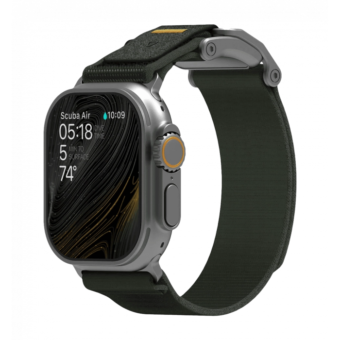 Ремінець AULUMU A11 band for Apple Watch,  Silver buckle+Orange Strap silver+misty green A11-NL-SL-OG