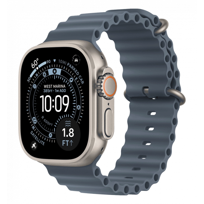 Apple Watch Ultra 3 GPS + Cellular 49mm Natural Titanium Case with Anchor Blue Ocean Band (MEWH4)