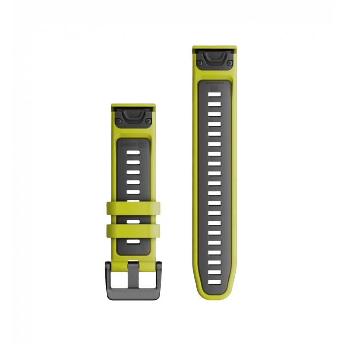 Ремінці для годинника Garmin QuickFit 22 силіконові, кольору електрік лайм/графітові