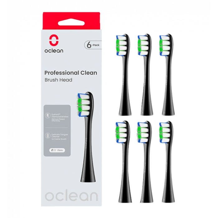 Насадка для зубної електрощітки Oclean P1C5 B06 Professional Clean Brush Head Black (6 шт) (6970810553864)