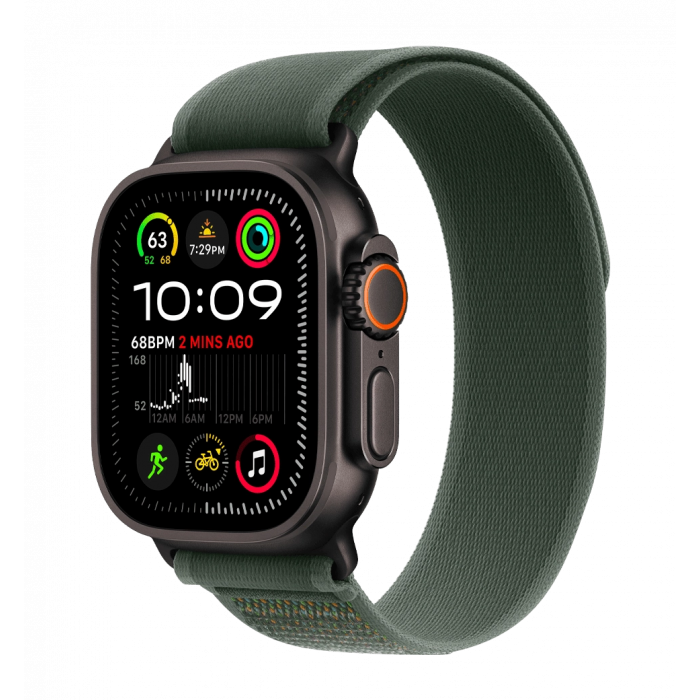Apple Watch Ultra 2 49mm GPS + LTE Black Titanium Case with Green Trail Loop S/M (MYTJ3, MYQ33)