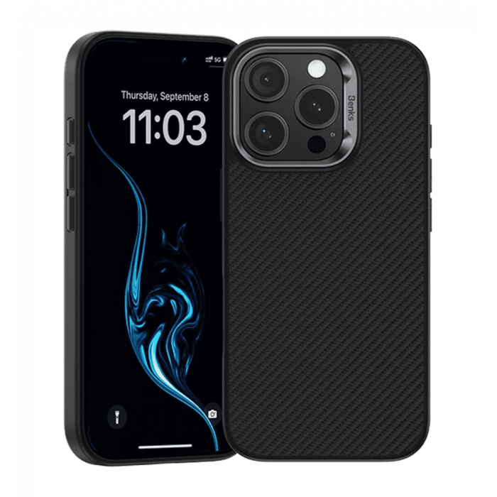 Чохол Benks Magnetic Kevlar ArmorPro Case iP16 Pro (600D/Black/Metal Frame)
