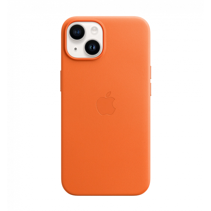 Чохол шкіряний iPhone 14 Leather Case with MagSafe Orange (MPP83)
