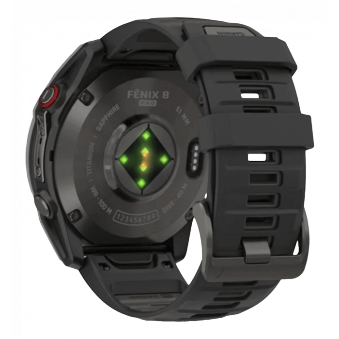 Смарт-годинник Garmin Fenix 8 Pro (51 mm) AMOLED Sapphire, титан Carbon Gray DLC із силіконовим ремінцем (010-03199-01)