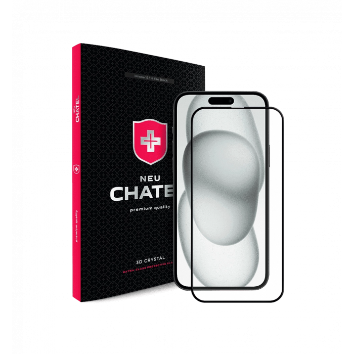 Захисне скло +NEU Chatel Corning Gorilla Anti-Static Mesh iPhone 14 Pro/15 Black