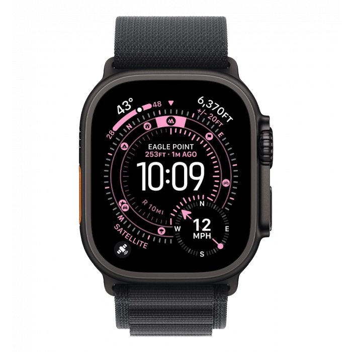 Apple Watch Ultra 3 GPS + Cellular 49mm Black Titanium Case with Black Alpine Loop - Large (MF0X4)