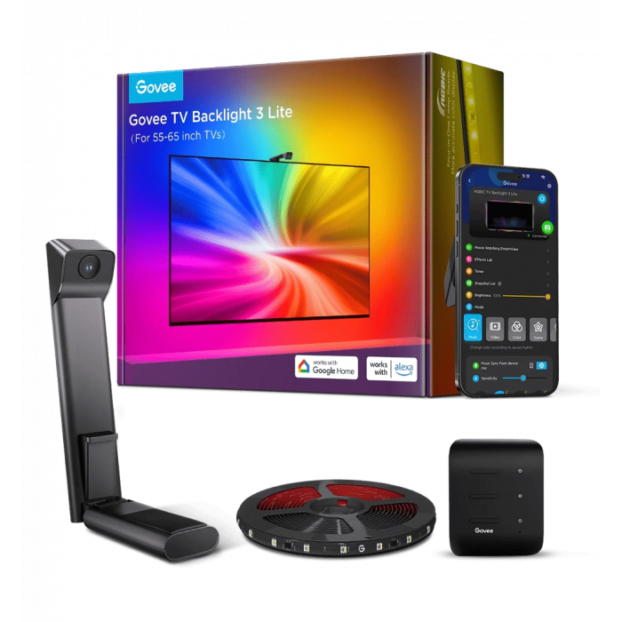 Набір адаптивного підсвічування Govee H6097 TV Backlight 3 Lite 40-50', RGBICW, WI-FI/Bluetooth, чорний