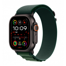 Apple Watch Ultra 2 49mm GPS + LTE Black Titanium Case with Dark Green Alpine Loop Large (MX4T3)