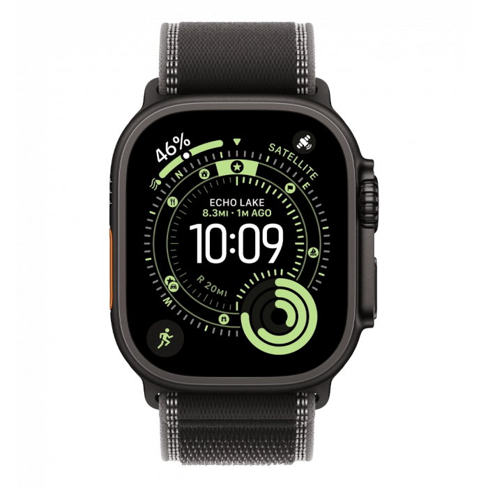 Apple Watch Ultra 3 GPS + Cellular 49mm Black Titanium Case with Black/Charcoal Trail Loop - S/M (MF1D4)