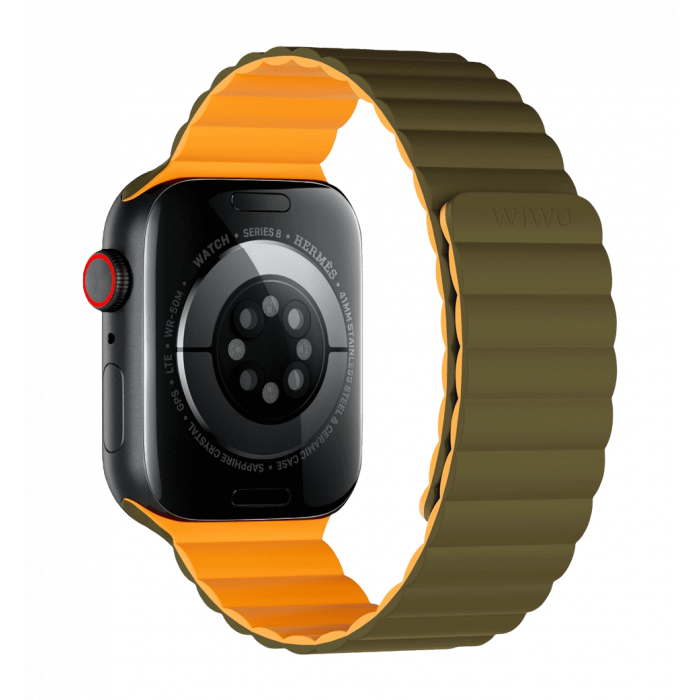 Ремінець Wiwu для Apple Watch 38/40/41mm Magnetic silicone watch band Green-Yellow