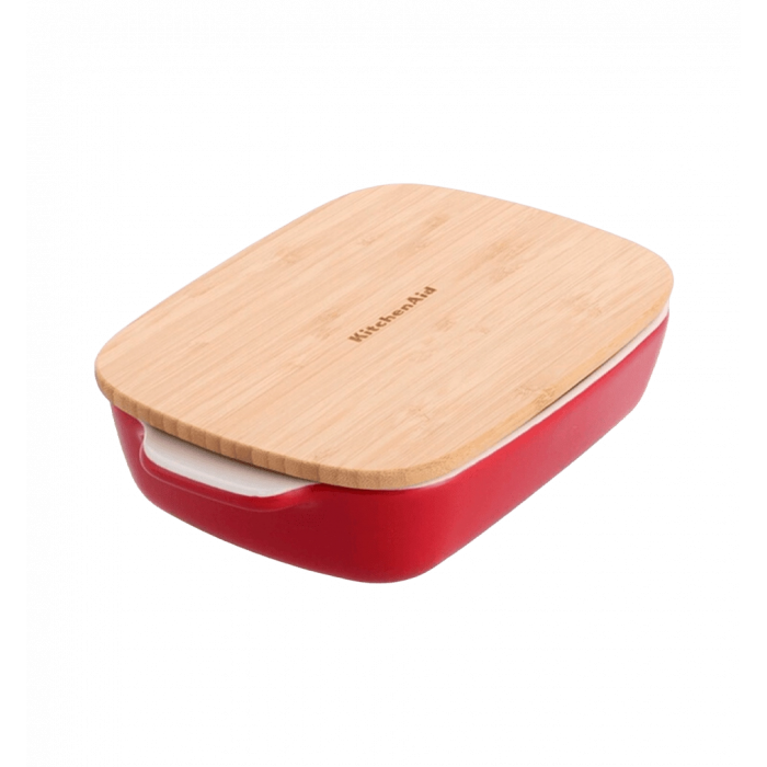 Форма для випічки з кришкою KitchenAid керамогранітна, 24.1×15×6 см, 0.9 л, колір червоний (CC006104-001)