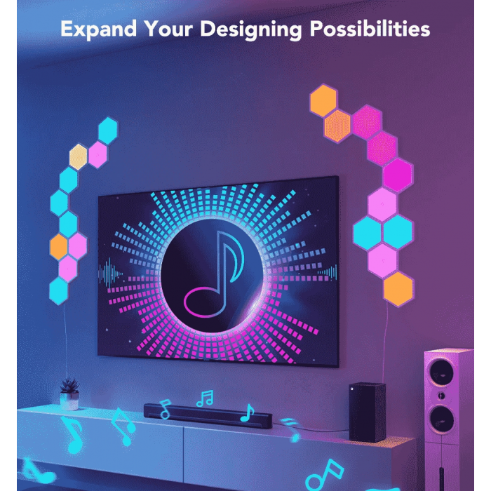 Набір настінних світильників Govee H6061 Glide Hexa Light Panels, 10шт, RGBIC, WI-FI/Bluetooth, білий