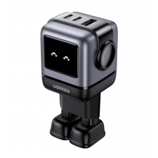 Адаптер  UGREEN CD361 USB+2xUSB-C 65W Robot GaN Tech Fast Charger Grey (25685B)