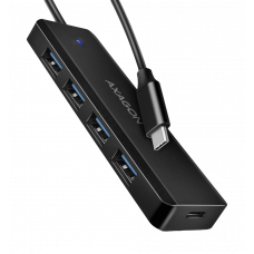 Хаб AXAGON HUE-C1C USB-C 5Гбіт/с TRAVEL hub, 20см Type-C, Чорний