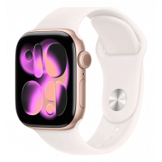 Apple Watch Series 11 GPS 42 мм алюминиевый корпус цвета розового золота со спортивным ремешком светло-розового цвета — S/M (MEU04)