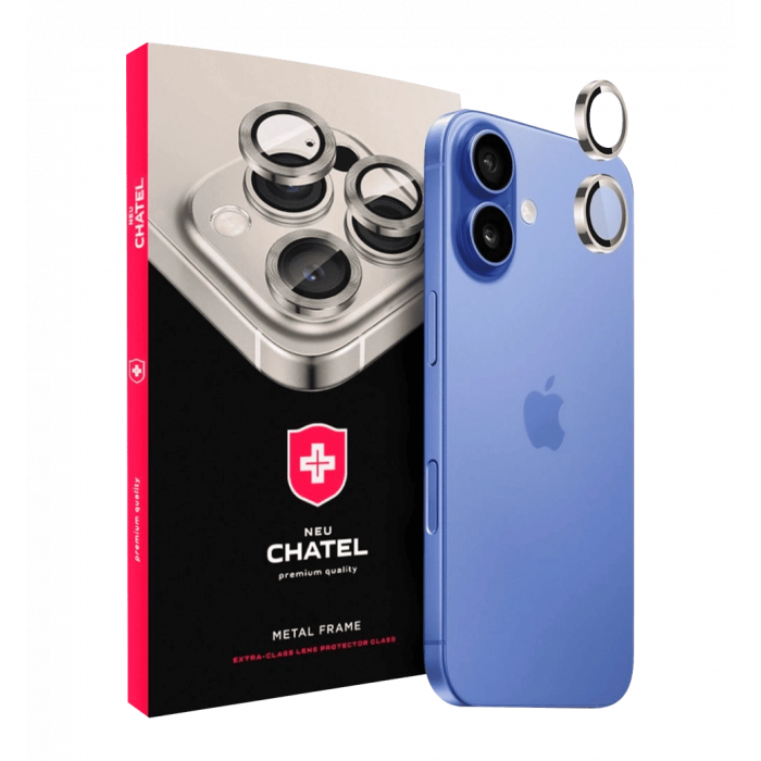 Линза на камеру +NEU Chatel Metal Frame Lens Protector Glass for iPhone 16/16 Plus Blue