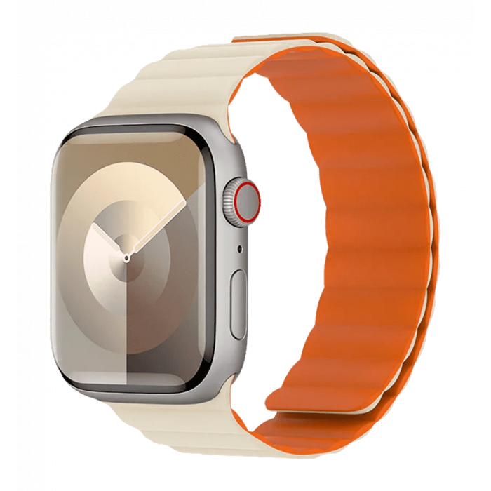 Ремінець Benks Magnetic Silicone Watch Band 42/44/45/49 mm Starlight with Orange