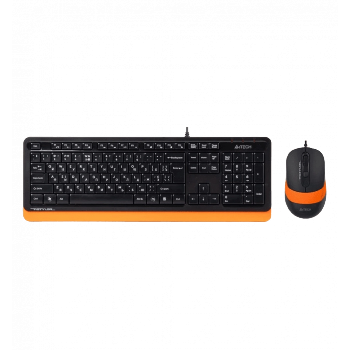 A4Tech Fstyler F1010, комплект дротовий клавіатура з мишою, USB, чорний+помаранчевий колір