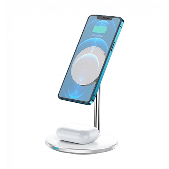 Бездротова Зарядка WIWU [Wi-W019] Wireless Charger Station 2in1 Series (White)
