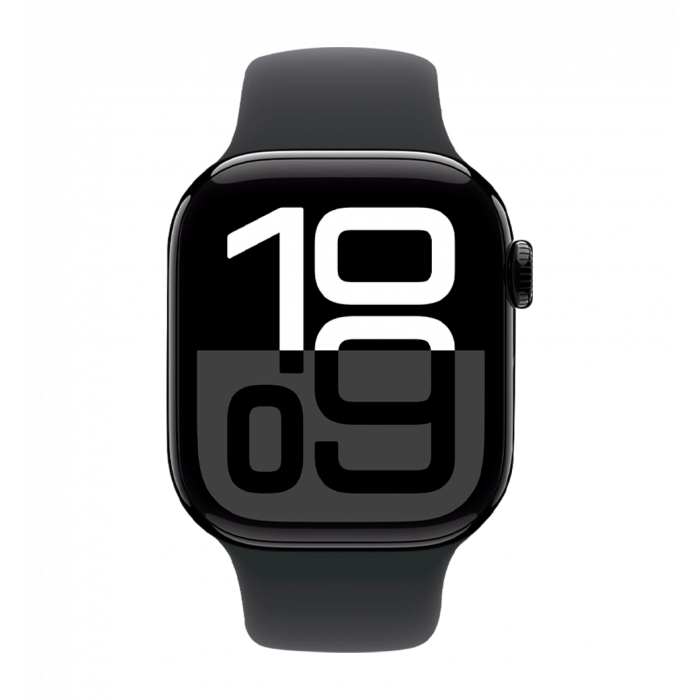 Apple Watch Series 10 42mm Jet Black Aluminum Case with  Black Sport Band -S/M  (MWWE3)