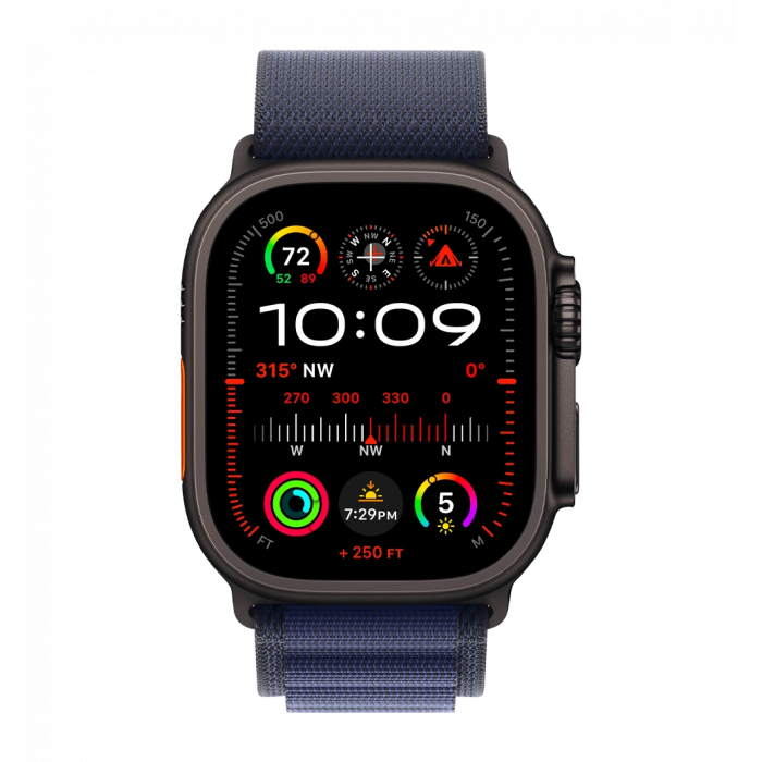 Apple Watch Ultra 2 49mm GPS + LTE Black Titanium Case with Navy Alpine Loop Medium (MYTF3, MYPX3)
