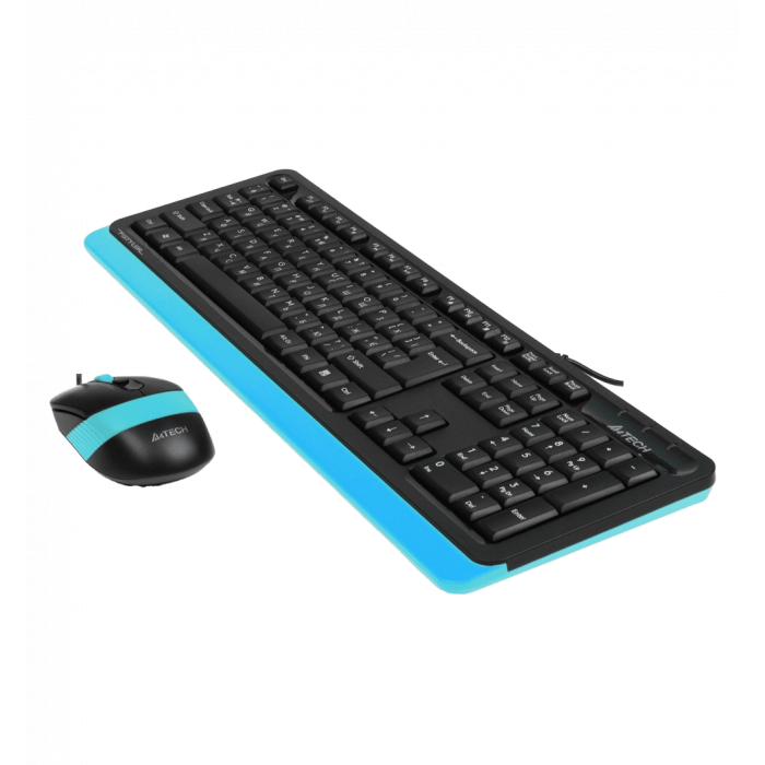 A4Tech Fstyler F1010, комплект дротовий клавіатура з мишою, USB, чорний+блакитний колір