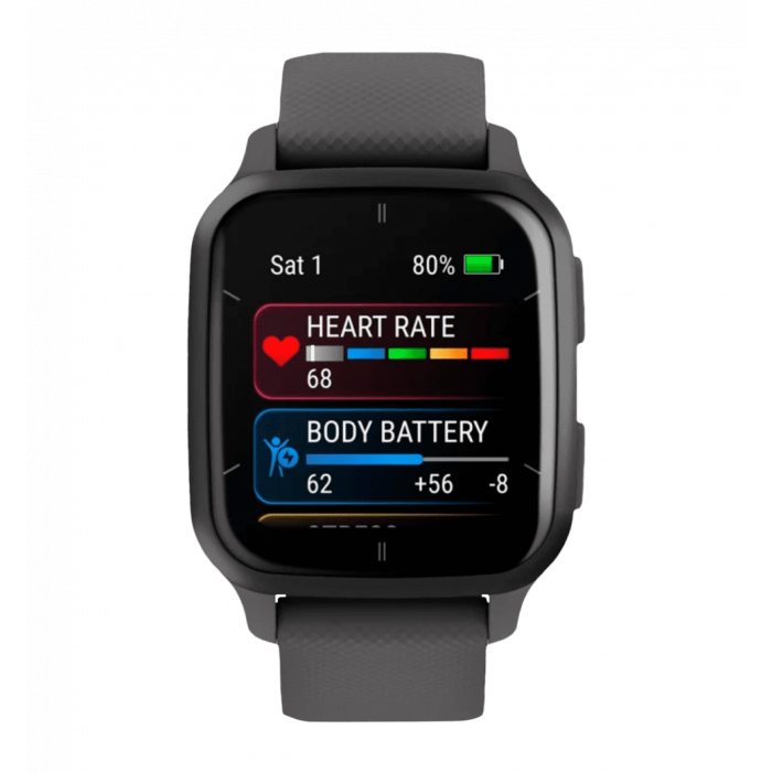 Garmin Venu Sq 2 Slate Aluminum Bezel with Shadow Gray Case and Silicone Band (010-02701-00/10)