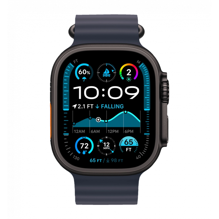 Apple Watch Ultra 2 49mm GPS + LTE Black Titanium Case with Navy Ocean Band (MYTC3, MYPA3)
