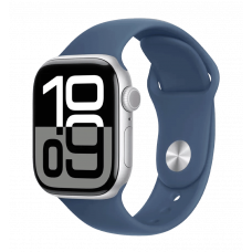 Apple Watch Series 10 42mm Silver Aluminum Case with Denim Sport Band - S/M (MWWA3)
